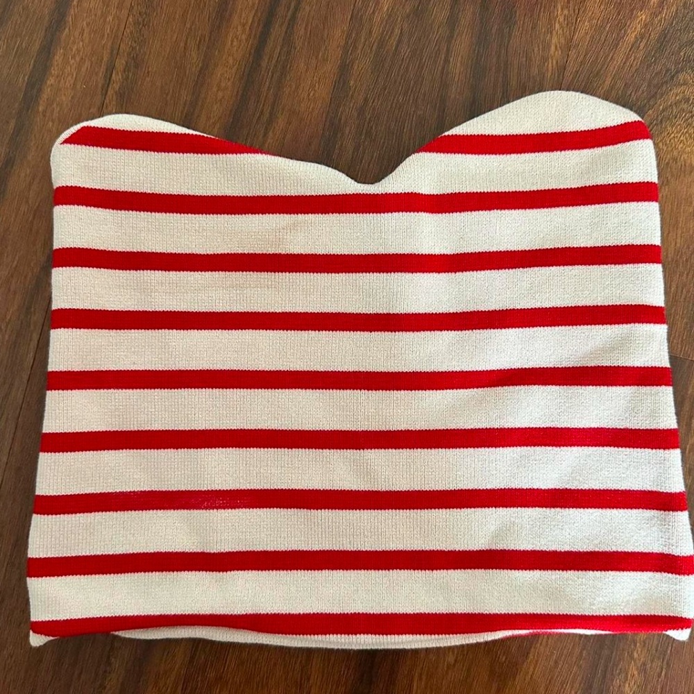 Red and White Striped Tube Top